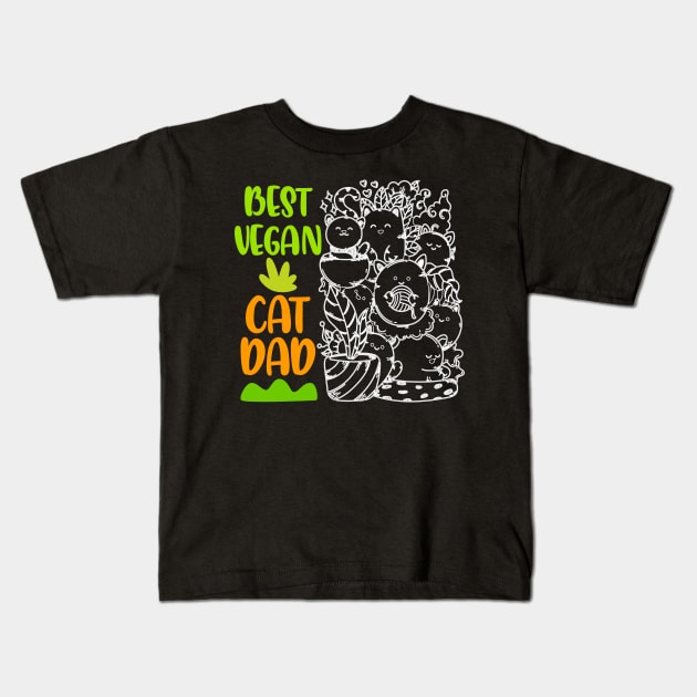 Best Vegan Cat Dad Kids T-Shirt by alcoshirts